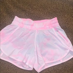 Pink tie dye tracker short with liner
